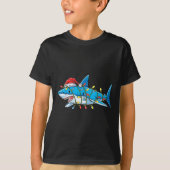 Santa Shark Christmas Lights Sharkmas Tree Xmas Bo T-shirt (Voorkant)