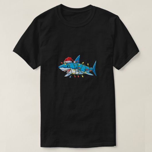 Santa Shark Christmas Lights Sharkmas Tree Xmas Bo T-shirt (Design voorkant)