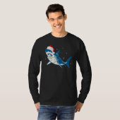 Santa Shark Christmas Lights Sharkmas Tree Xmas Bo T-shirt (Voorkant volledig)