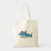 Santa Shark Christmas Lights Sharkmas Tree Xmas Bo Tote Bag (Voorkant)