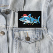 Santa Shark Christmas Lights Sharkmas Tree Xmas Button (Insitu)