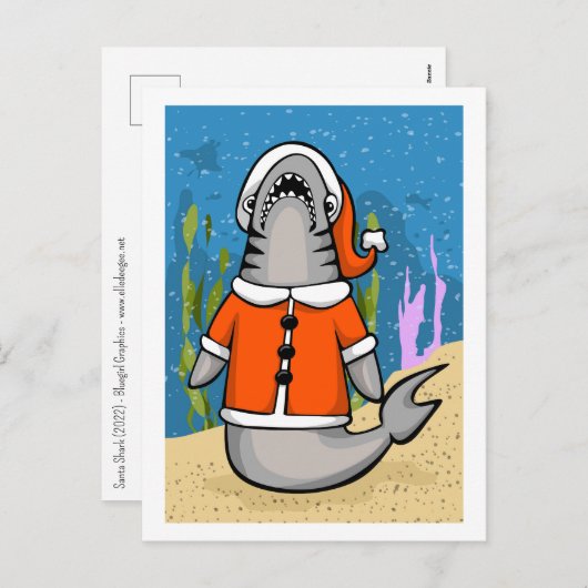 Santa Shark Feestdagenkaart (Voorkant / Achterkant)