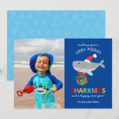 Santa Shark Holiday-kaart Feestdagenkaart (Voorkant / Achterkant)