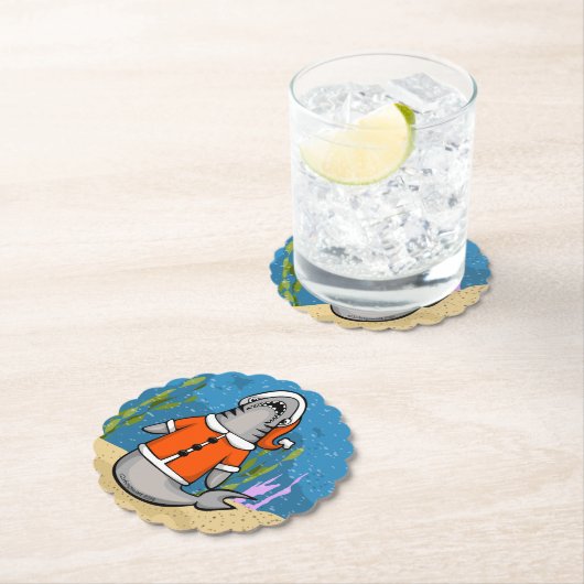 Santa Shark Kartonnen Onderzetters (Insitu)