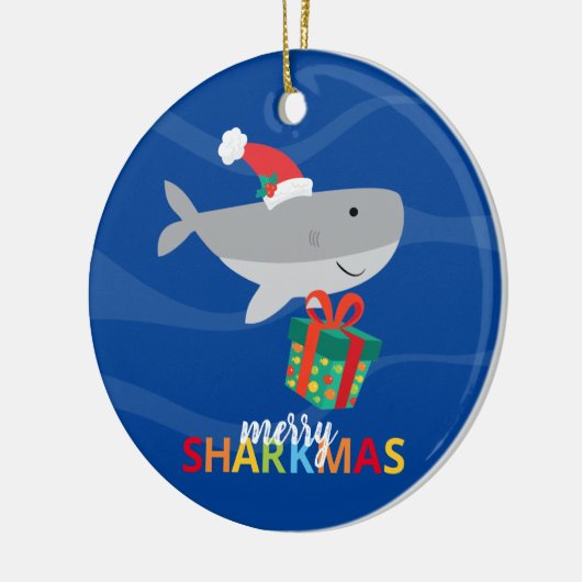 Santa Shark Keramisch Ornament (Links)