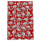 Santa Shark-kerstachtergrond Medium Cadeauzakje (Achterkant)