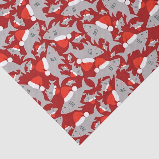 Santa Shark-kerstachtergrond Tissuepapier (Detail)