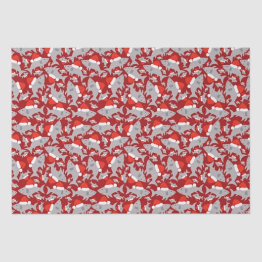 Santa Shark-kerstachtergrond Tissuepapier (Voorkant)