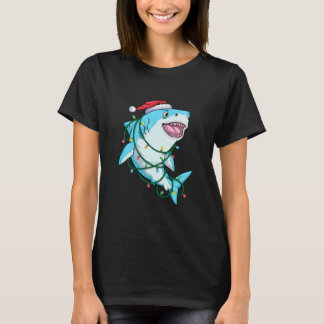 Santa Shark-kerstlampjes Funny T-shirt