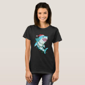 Santa Shark-kerstlampjes Funny T-shirt (Voorkant volledig)
