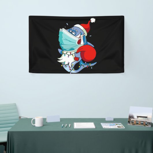 Santa Shark-kerstlampjes jongens Sharkmas Spandoek (Beurs)