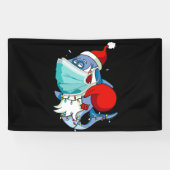 Santa Shark-kerstlampjes jongens Sharkmas Spandoek (Horizontaal)