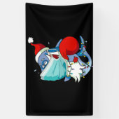 Santa Shark-kerstlampjes jongens Sharkmas Spandoek (Verticaal)