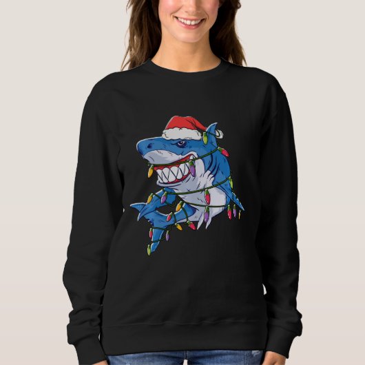 Santa Shark-kerstlampjes met Kerstmis Pajama Shark Trui (Voorkant)