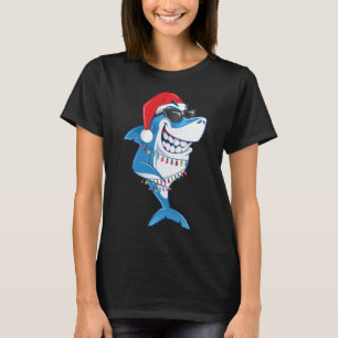 Santa Shark Kerstverlichting Grappige Sharkmas Lel T-shirt