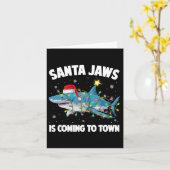 Santa Shark Kerstverlichting Merry Sharkmas Xmas B Kaart (Gele Bloem)