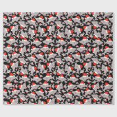 Santa Shark-kerstzwarte achtergrond Cadeaupapier (Vlak)