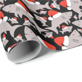 Santa Shark-kerstzwarte achtergrond Cadeaupapier (Rol Hoek)