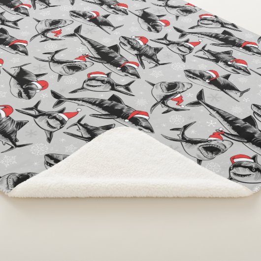 Santa Shark Pattern Sherpa Deken (3/4)