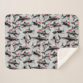 Santa Shark Pattern Sherpa Deken (Voorkant (horizontaal))