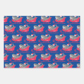 Santa Shark Riding Sled Verpakking Papier Bladen Inpakpapier Vel (Voorkant 3)