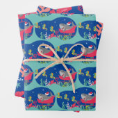 Santa Shark Riding Sled Verpakking Papier Bladen Inpakpapier Vel (In situ)