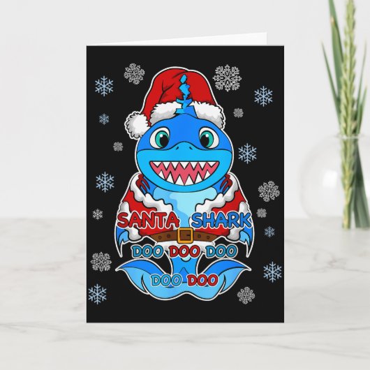 Santa Shark, Shark In A Santa Suit, Christmas Shar Kaart (Voorkant)