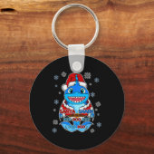 Santa Shark, Shark In A Santa Suit, Christmas Shar Sleutelhanger (Voorkant)