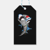 Santa Shark Tornado Merry Kerstmis Cadeaulabel (Voorkant)