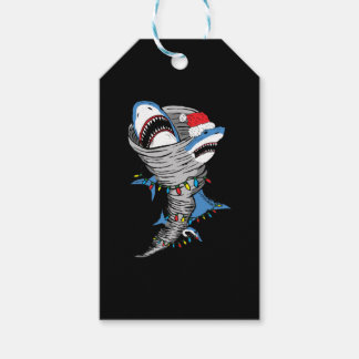 Santa Shark Tornado Merry Kerstmis Cadeaulabel