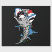 Santa Shark Tornado Merry Kerstmis Cadeaupapier (Vlak)
