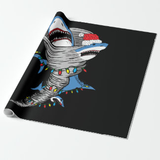Santa Shark Tornado Merry Kerstmis Cadeaupapier