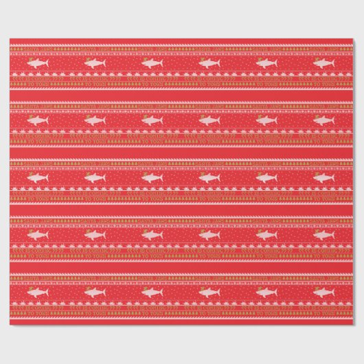 Santa Shark Ugly KerstSweater Gift Wrap Cadeaupapier (Vlak)