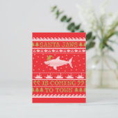 Santa Shark Ugly Sweater Christmas Shark Feestdagenkaart (Staand voorkant)
