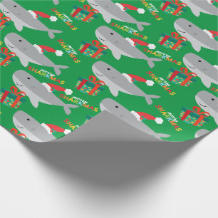 Santa Shark Wrapping Paper Cadeaupapier