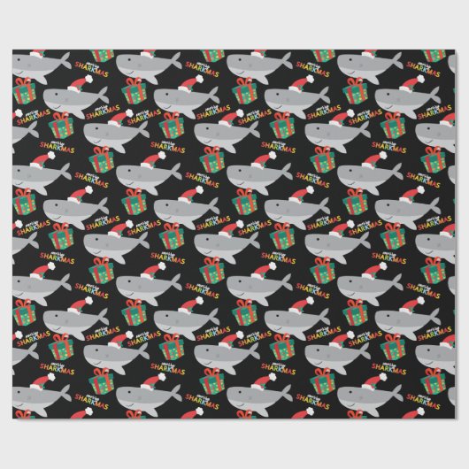 Santa Shark Wrapping Paper Cadeaupapier (Vlak)