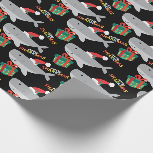 Santa Shark Wrapping Paper Cadeaupapier (Hoek)