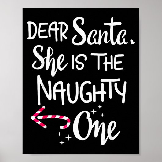 Santa She Is The Naughty One Couples Christmas Cut Poster (Voorkant)
