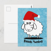 Santa Sheep Bah Humbug Briefkaart (Voorkant / Achterkant)