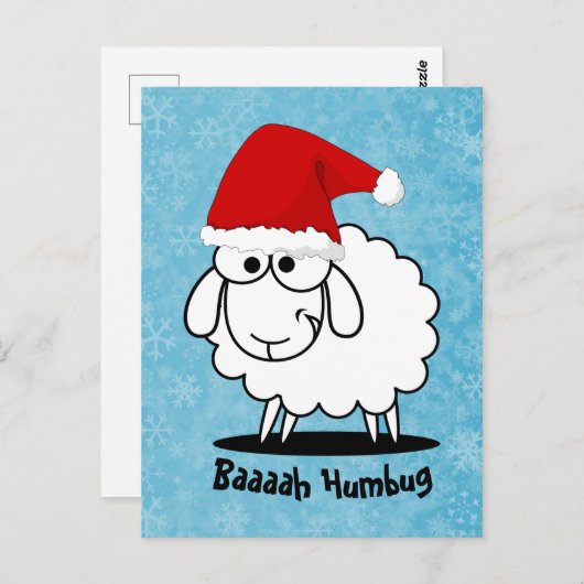 Santa Sheep Bah Humbug Briefkaart (Voorkant / Achterkant)
