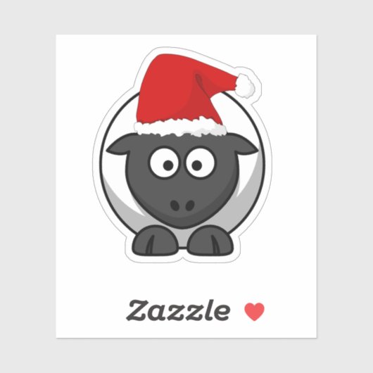 Santa Sheep Sticker (Vel)