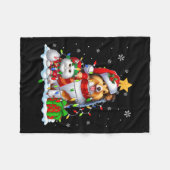 Santa Sheltie met Elf Cat Kerstverlichting Eigenaa Fleece Deken (Voorkant (Horizontaal))