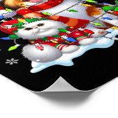 Santa Sheltie met Elf Cat Kerstverlichting Eigenaa Poster (Hoek)