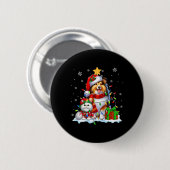 Santa Sheltie met Elf Cat Kerstverlichting Eigenaa Ronde Button 5,7 Cm (Voorkant /achterkant)