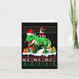 Santa Sheltie Riding T-rex Kersttrui Lover Kaart