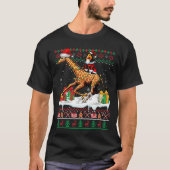 Santa Sheltie Rijden Giraffe Kersttrui Lov T-shirt (Voorkant)