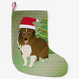 Santa Shetland Sheepdog Kleine Kerstsok