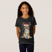 Santa Shetland Sheepdog Reindedarlicht Kerstmis T-shirt (Voorkant volledig)