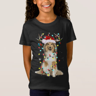 Santa Shetland Sheepdog Reindedarlicht Kerstmis T-shirt
