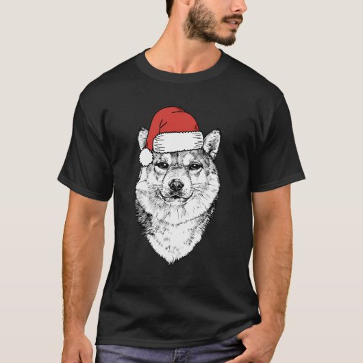 Santa Shiba Inu Hond Lelijke Kerstmis T-shirt (Voorkant)